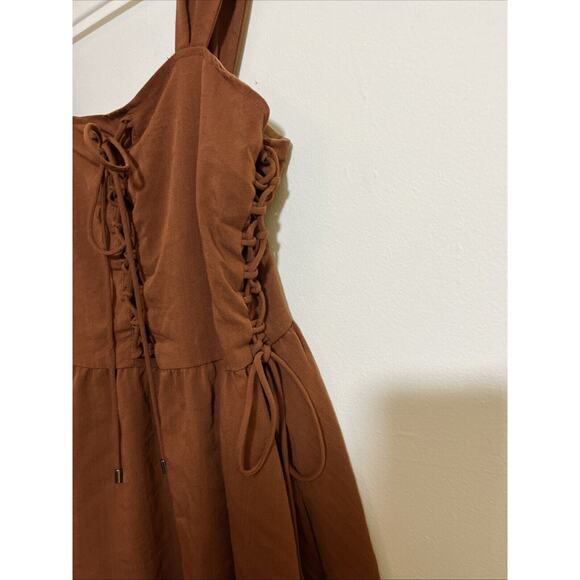 Scarlett Darkness L Corset Dress Brown Earthy Goblincore Festival Whimsigoth - Picture 5 of 10